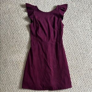 Design Lab Plum Dress with Ruffle Sleeves